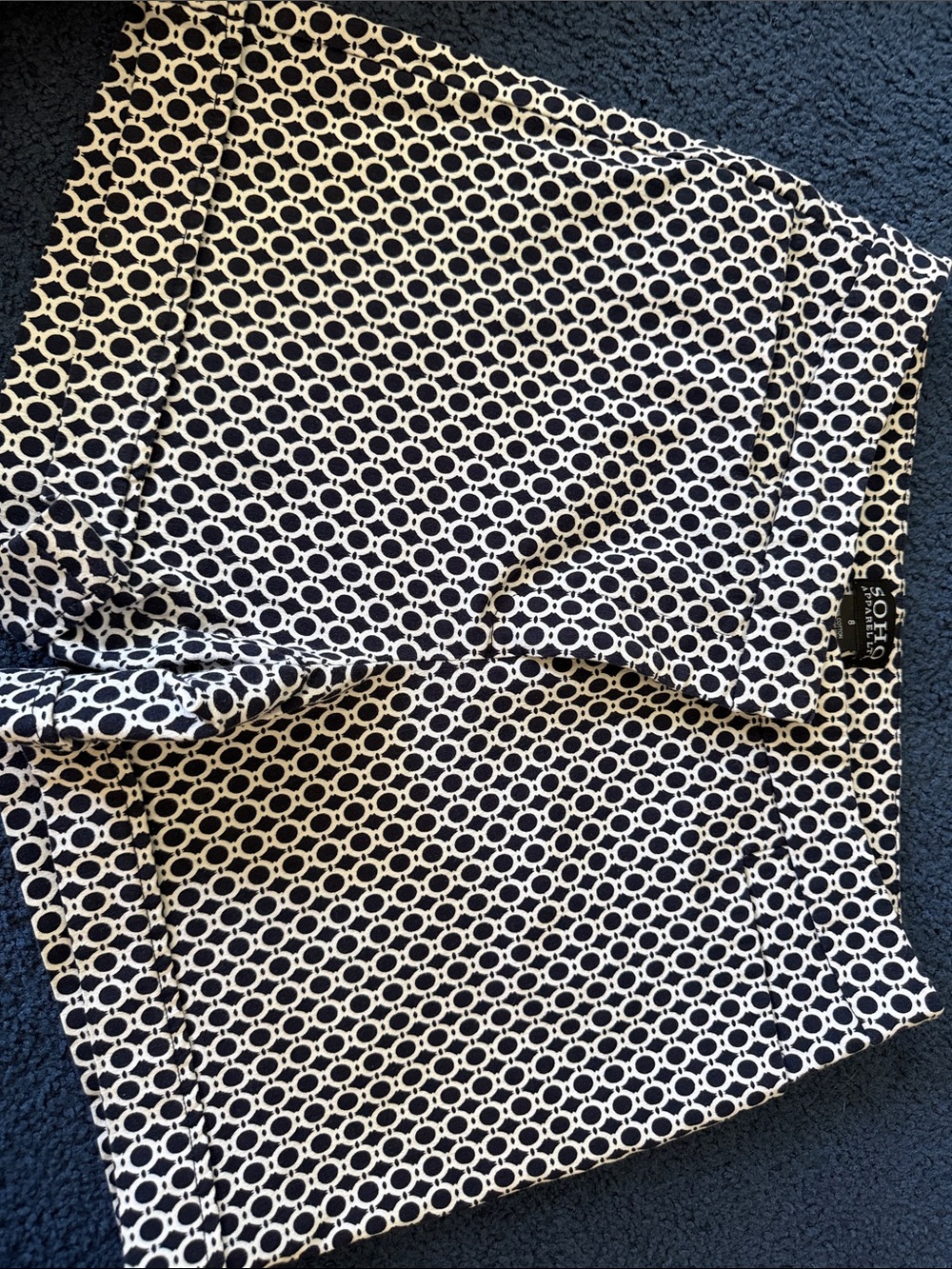 Soho Apparel Navy and White Circle Print Skirt Size 8